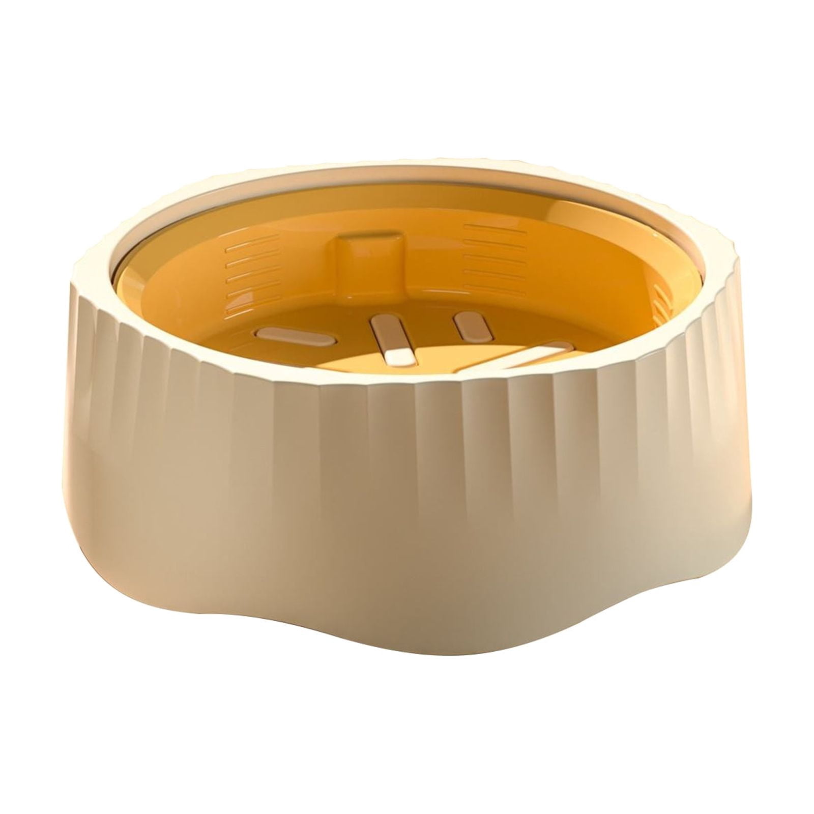 Pet Slow Feeding Bowl, Anti-Choking Bowl Switchable Anti-Slip Anti-Spill Dish for Dogs and Cats, White