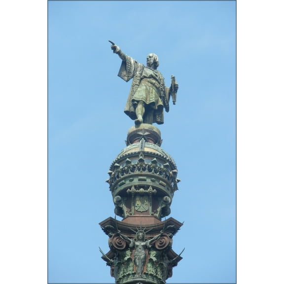 24"x36" Gallery Poster, Christopher Colombus statue Barcelona
