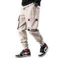 thumbnail image 1 of Pantalones cargo casuales para hombre con cintura elástica, cordón ajustable, bolsillo con solapa y letras estampadas, 1 of 7