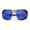 Black Silver - Blue Mirror, variant on Mens Xloop Classic Mirror Lens Rectangle Wrap Biker Style Plastic Sunglasses Black Silver - Silver Mirror