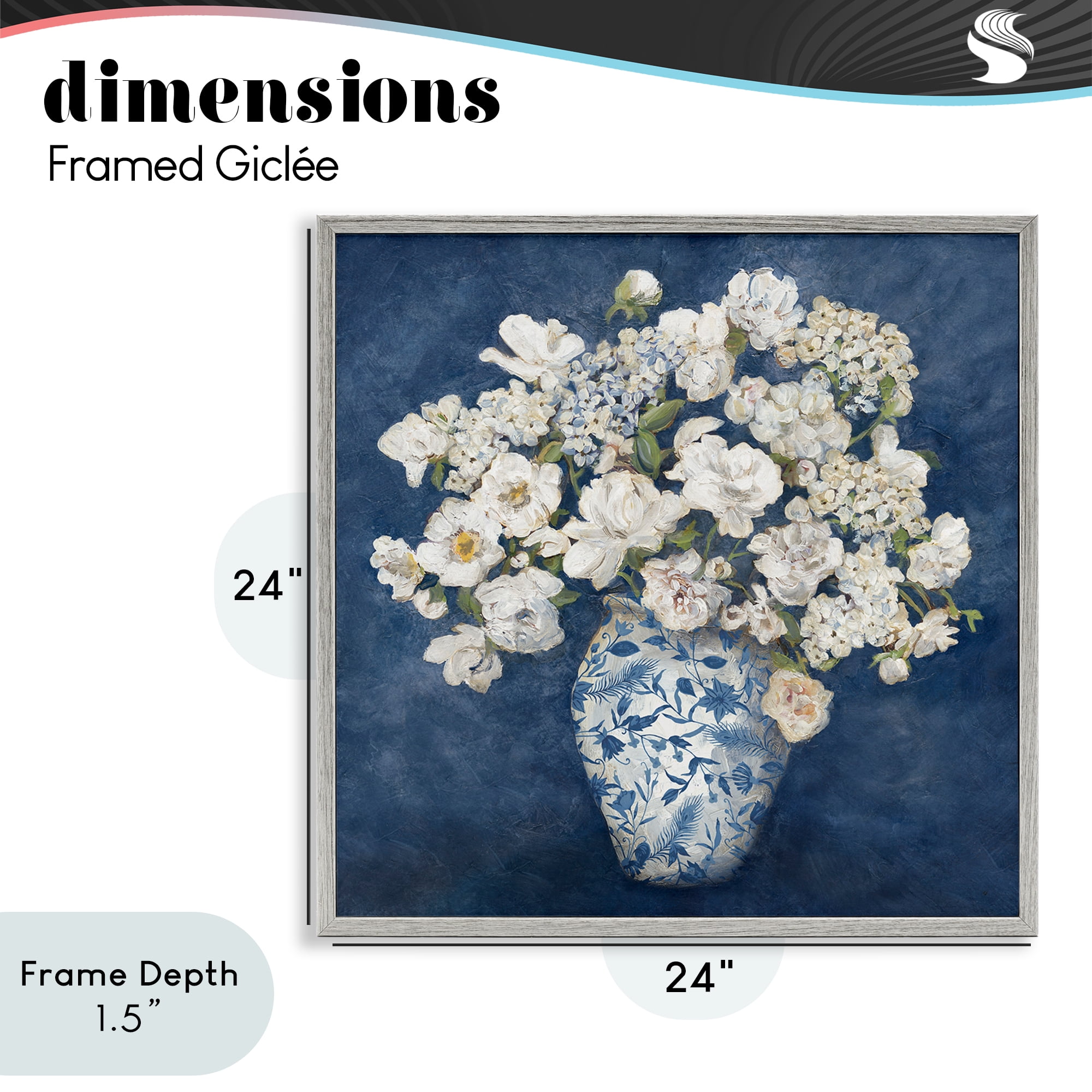 Stupell Industries Classic Blue Chinoiserie Vase Gray Framed Giclee Art, design by Charlene Olson