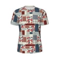 thumbnail image 5 of Wukai Patchwork In Country Style Print Men's Short-Sleeved Mesh T-Shirt,Quick-Dry Short Sleeve Workout T-Shirt-X-Small, 5 of 8