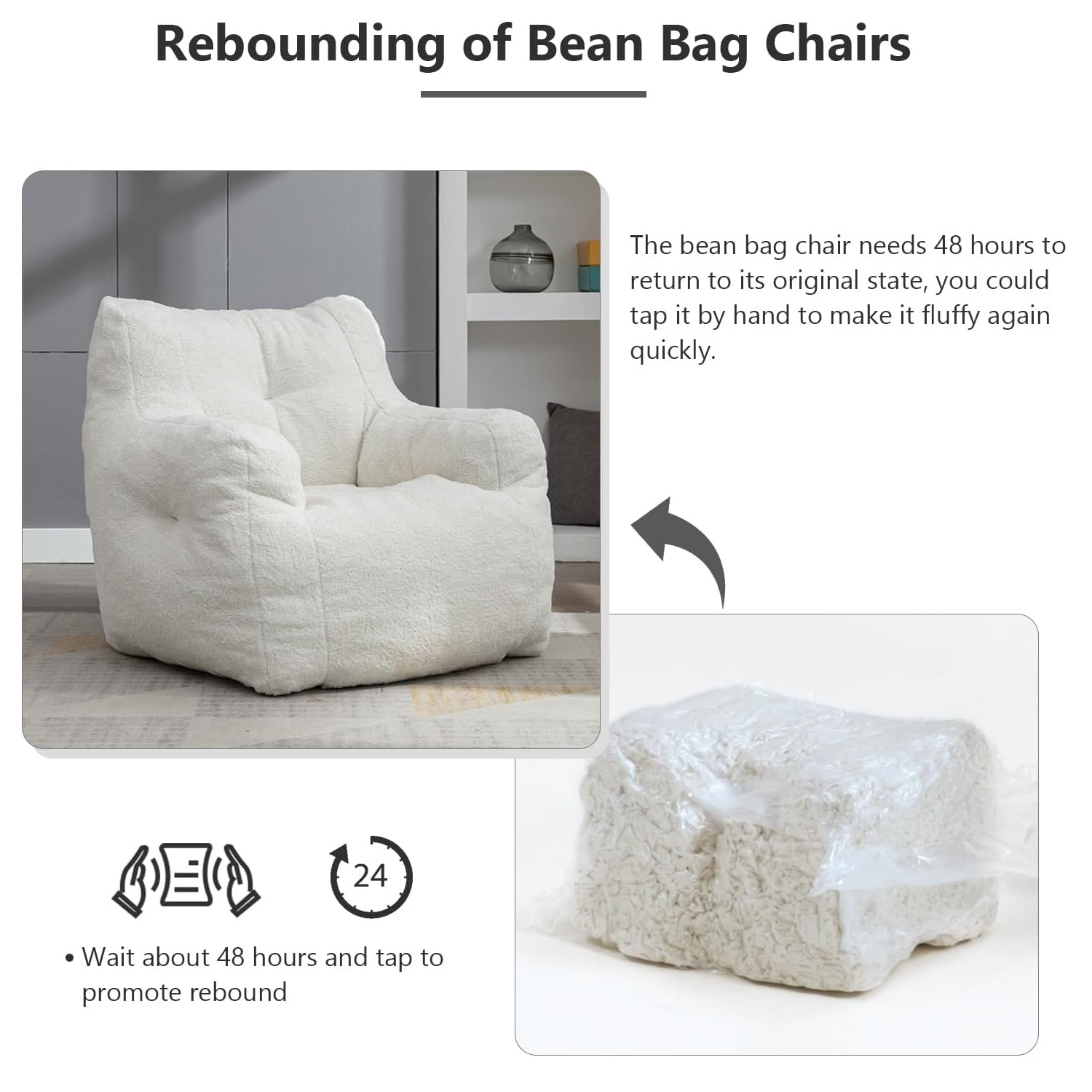 Homefun Bean Bag Chair for Adults & Kids -Plush Lounger Memory Foam Lazy Sofa Durable for Patio/Living Room