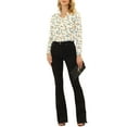 thumbnail image 2 of INSPIRE CHIC Women's Floral Blouse Cut Out V Neck Long Sleeve Button Down Shirt XS Beige, 2 of 5
