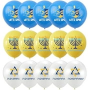 WEEKS Hanukkah Balloons Set - 15PCS, Yellow, Round Balloons - Hanukkah Decoration