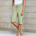 thumbnail image 2 of vigerkar Womens Casual Capri Pants Elastic Waist Solid Color 3/4 Wide Leg Summer Trousers with Pockets Green, M, 2 of 5