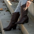 thumbnail image 6 of Rollda Women's Western Cowboy Boots Pointed Toe Mid-Calf Cowgirl Boots Ladies Embroidered Fashion Boots with Chunky Heel, 6 of 8
