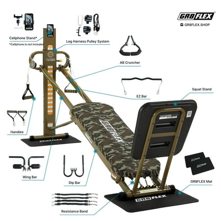 GR8FLEX High Performance Gym with Total Over 100 Workout Exercises (Military Model)