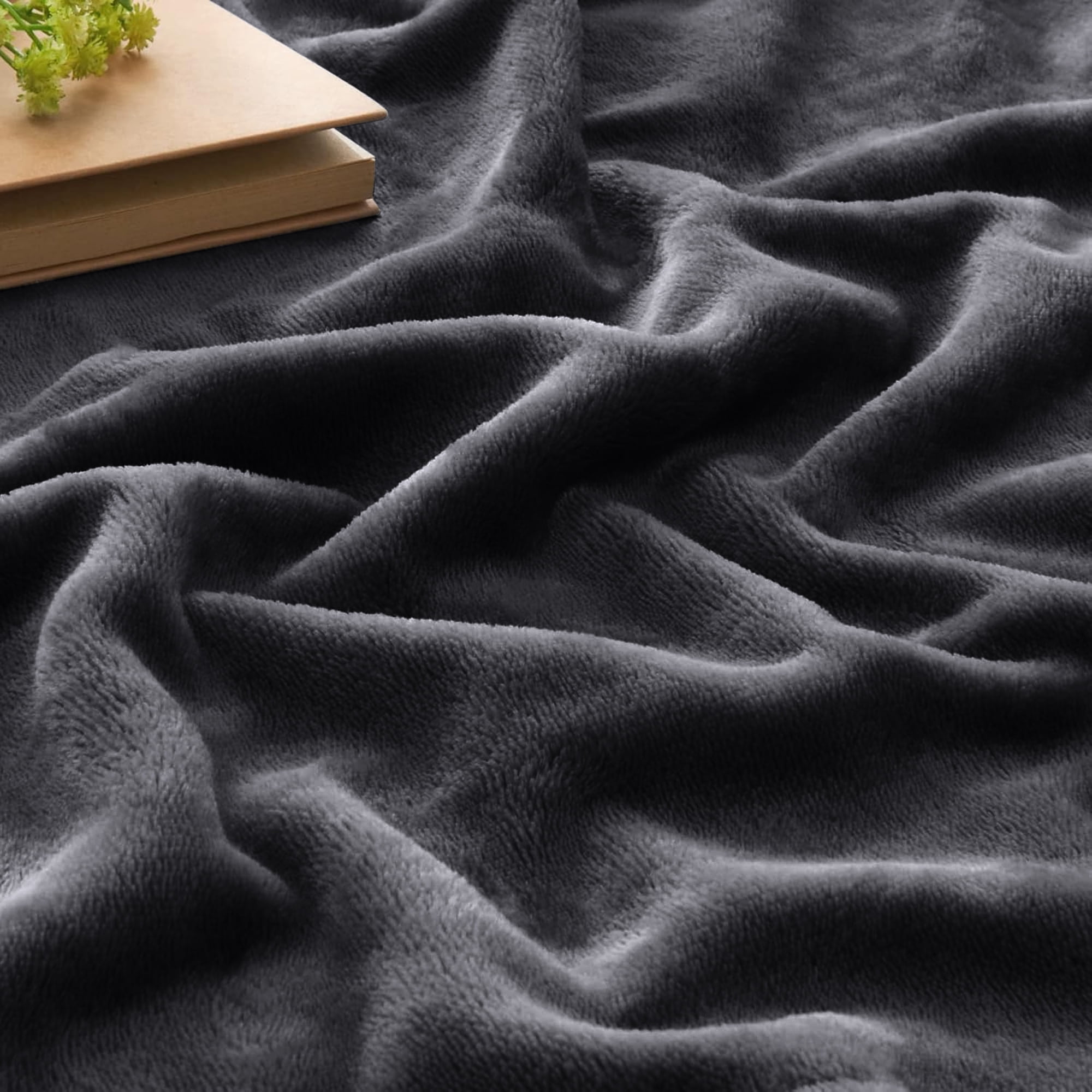 IR Imperial Rooms Flannel Fleece Bed Blanket 310 GSM Microfiber Lightweight Warm Fluffy Cozy Plush Adult Gray Queen Size