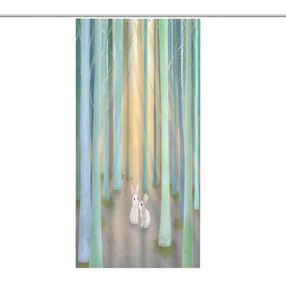RKSupls Waterproof Shower Curtain, Rabbits Forest Soft Light Polyester Shower Curtain with Hooks for Chic Elegant Home Bathtub Bathroom Decor Washable