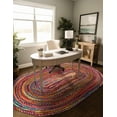 thumbnail image 3 of 8x10 Ft Oval Multi Cotton Area Rug, Hand-Woven, Reversible, Farmhouse Boho Style, Durable & Pet-Friendly Rug for Living Room, Dining Room, and Bedroom, 3 of 4