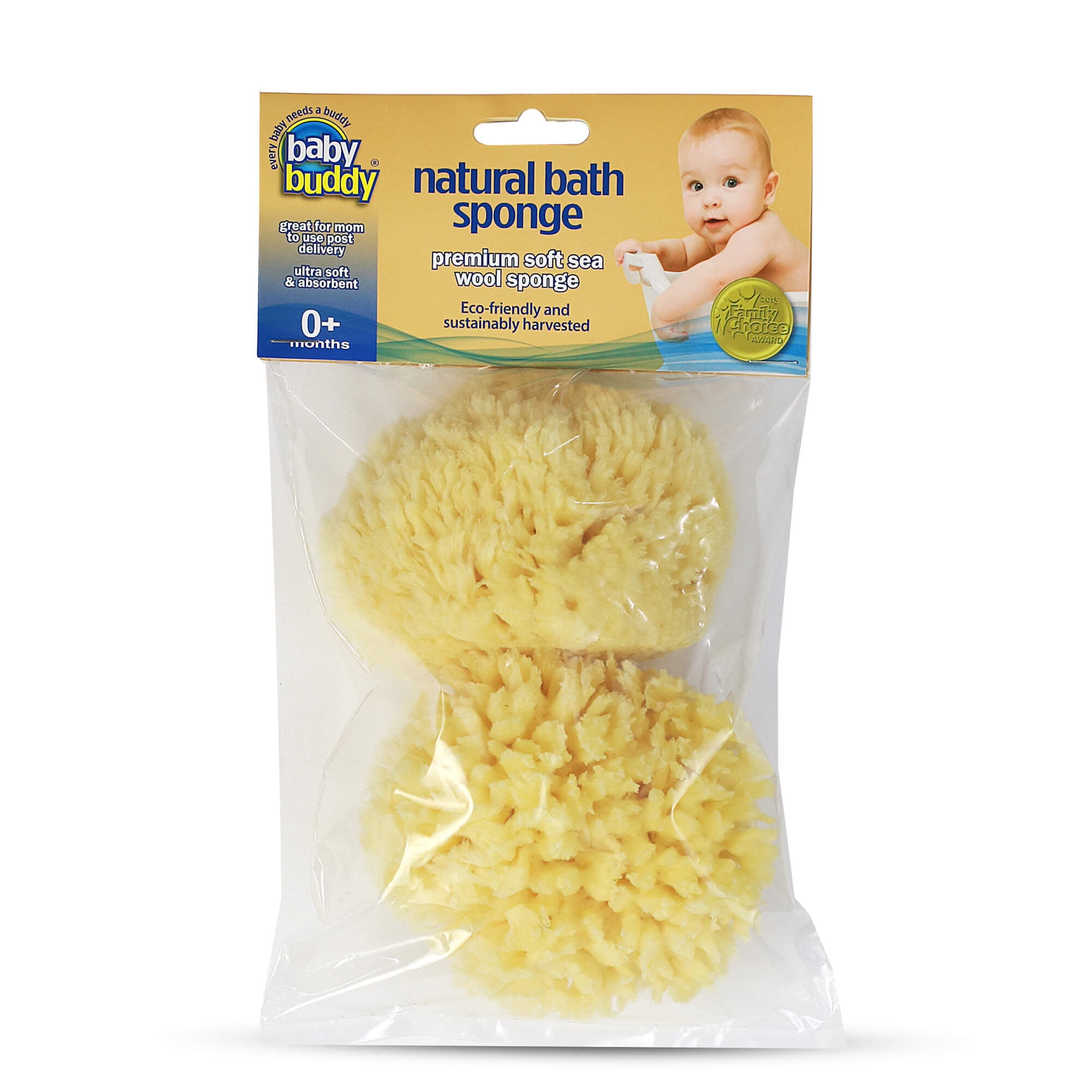 Baby Buddy Natural Baby Bath Sponge 4in Ultra Soft Sea Wool Sponge Soft on Tender Baby Skin