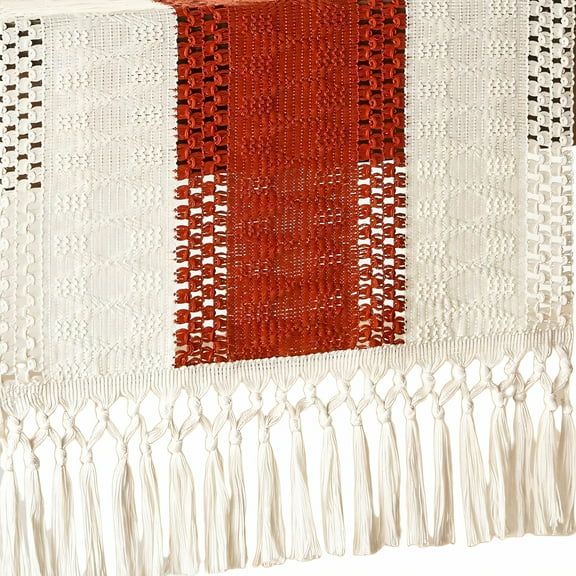 AUQ Table Runner,Woven Polyester Fiber Table Runners 90 Inches Long,Twisted Tassel Ends Kitchen Table Decor,Style1,30*220cm