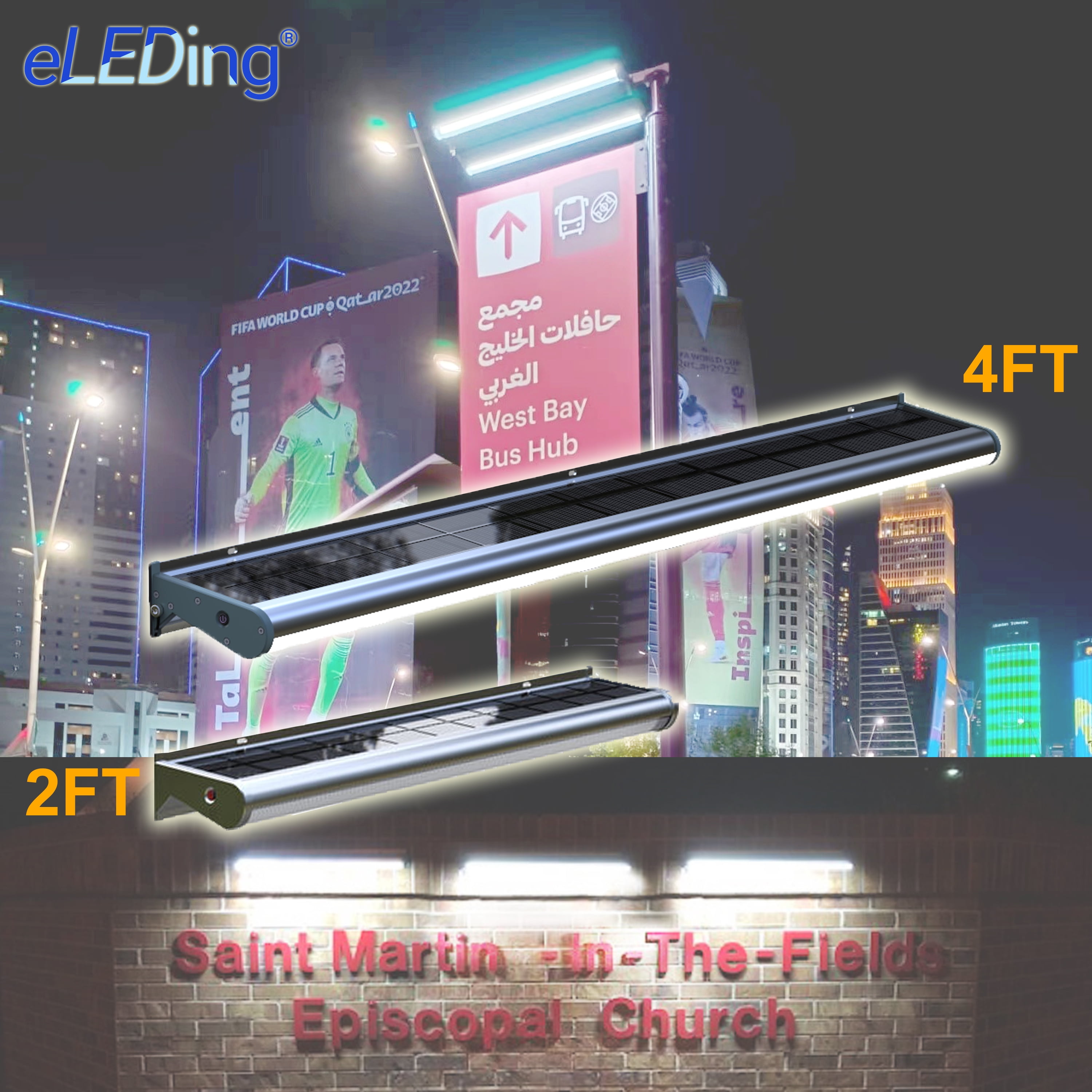 Solar Powered 10W LED Wall Flood Light – Gray Outdoor Integrated Solar Billboard & Sign Light with Dusk-to-Dawn All-Night Illumination