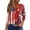 Vermilion, variant on Women's 250th Anniversary USA Shirt Patriotic American Flag Print V-Neck Button 3/4 Sleeve T-Shirt