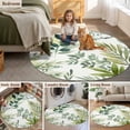 thumbnail image 5 of Green Leaves Round Area Rug 7Ft Washable Circle Rugs for Dorm Laundry Room, Summer Botanical Farmhouse Watercolor Leaf Non-Slip Carpet Floor Mats Indoor Outdoor Carpet Runner Aesthetic Home Decor, 5 of 8