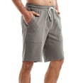 thumbnail image 4 of MIUOWANP Men's Drawstring Elastic Waist Cotton Shorts with Big Pockets Oversize Solid Color Outdoor Sport Casual Shorts Size L(6)Gray, 4 of 5