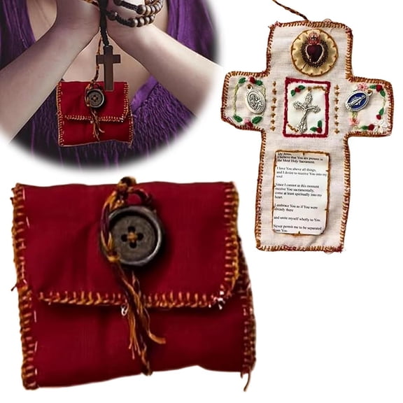 NOVELAR Red Cotton Pocket Prayer Mat, Lightweight Devotional Tool, for Baptism Gifts or Spiritual Sanctuary