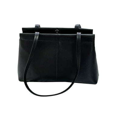 Women Tote Bag Retro Large Capacity Soft Fashionable PU Shopping Bag Handbag Shoulder Bag for Office Shopping Travel Black Free Size
