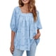 thumbnail image 1 of Blusa de Mujer manga corta Sonducket camisa holgada ropa de verano Azul M, 1 of 6