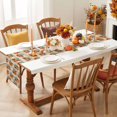 thumbnail image 3 of Orange Blue Pumpkins Fall Table Runner - 72 Inch Long Thanksgiving Brown Checkered Cotton and Linen Blended Dress Scarves Farmhouse Table Runner for Kitchen Dining, Coffee Table, 13" x 72", 3 of 8