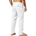 thumbnail image 4 of Men's Casual Linen Pants Elastic Waist Drawstring Lightweight Relaxed Fit Trousers Summer Beach Yoga Lounge Pants with Pockets Comfortable Daily Wear, 4 of 6