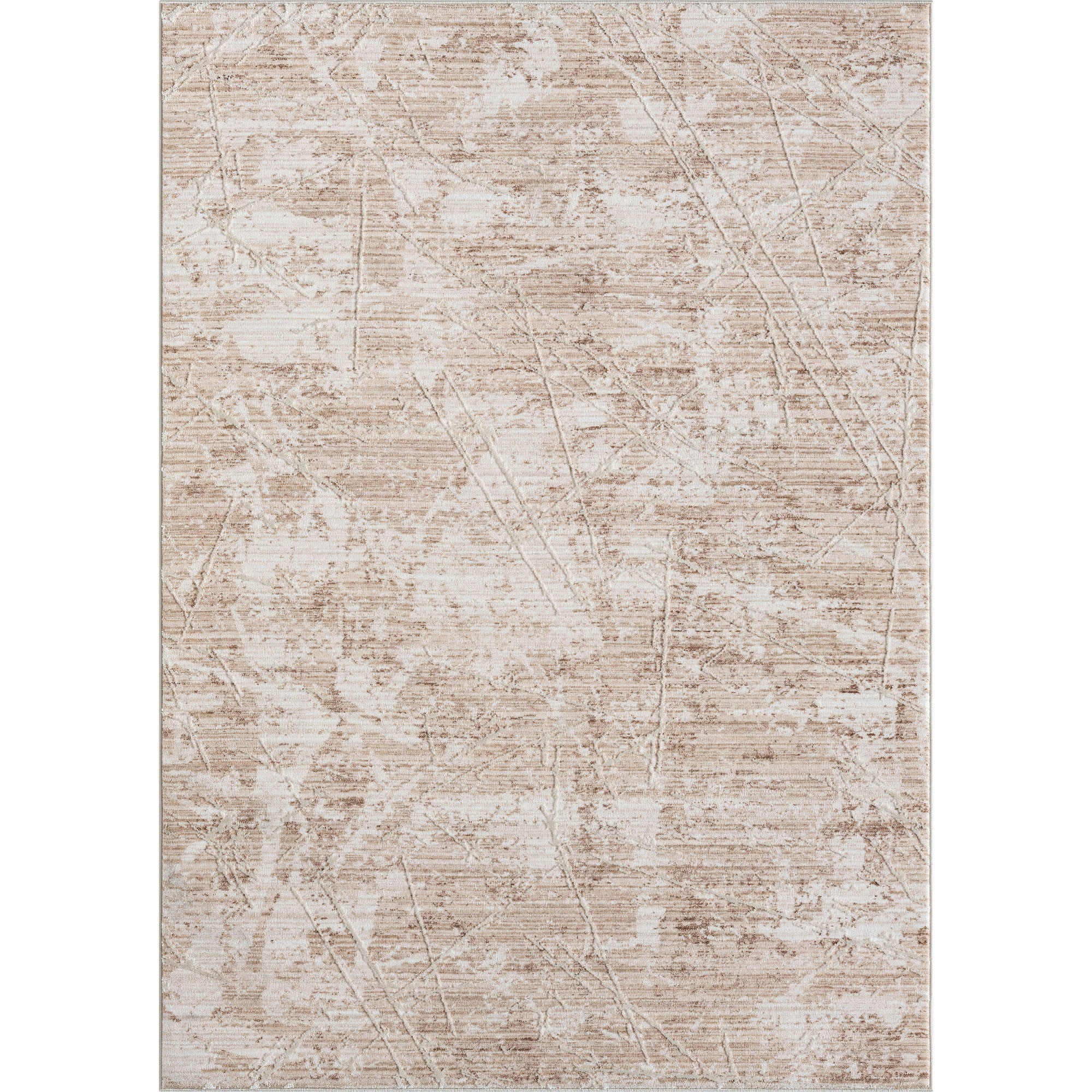 Laddha Home Designs 4' x 6' Loomed Abstract Striped Rectangular Area Throw Rug - Beige and Cream