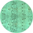 thumbnail image 1 of Ahgly Company Indoor Round Abstract Turquoise Blue Modern Area Rugs, 3' Round, 1 of 4