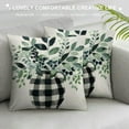 thumbnail image 3 of GOSMITH  Green Eucalyptus Leaves Spring Throw Pillow Covers Greenery Buffalo Plaid Outdoor Spring Summer Farmhouse Decorations Decorative Throw Pillows Cases for Home Couch Sofa Decor White, 3 of 5