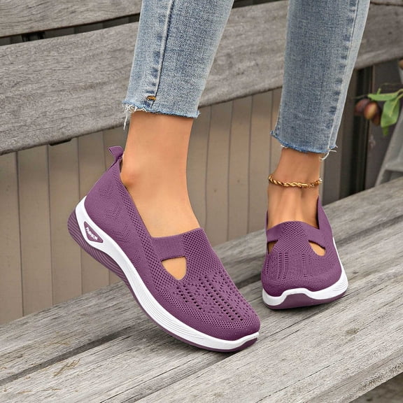 Women's Fashion Mesh Slip-On Casual Shoes, Breathable Round Toe Sports Sneakers for Summer, Comfortable and Lightweight Walking Shoes for Everyday Use