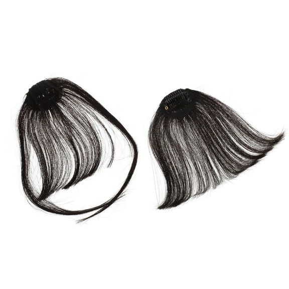 DINHEAROM Wig Bangs Black Human Hair Wire 2Pcs 7.9x3in