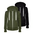 thumbnail image 2 of BiZtdJrK Zip Up Hoodie for Women 2 Pack Solid Color Long Sleeve Sweatshirt Jackets Casual Slim Fit Hooded Coats with Pockets 2025 Fall Going Out Tops Cyber and Monday Sales Black XL, 2 of 3