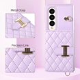 thumbnail image 4 of Phone Case for Samsung Galaxy Z Fold 3 5G 2021 Wallet Cell Cover with Slim Ring Stand Credit Card Holder Slot ZFold3 Z3 Fold3 3Z ZFold35G Girl Women Men Purple, 4 of 13