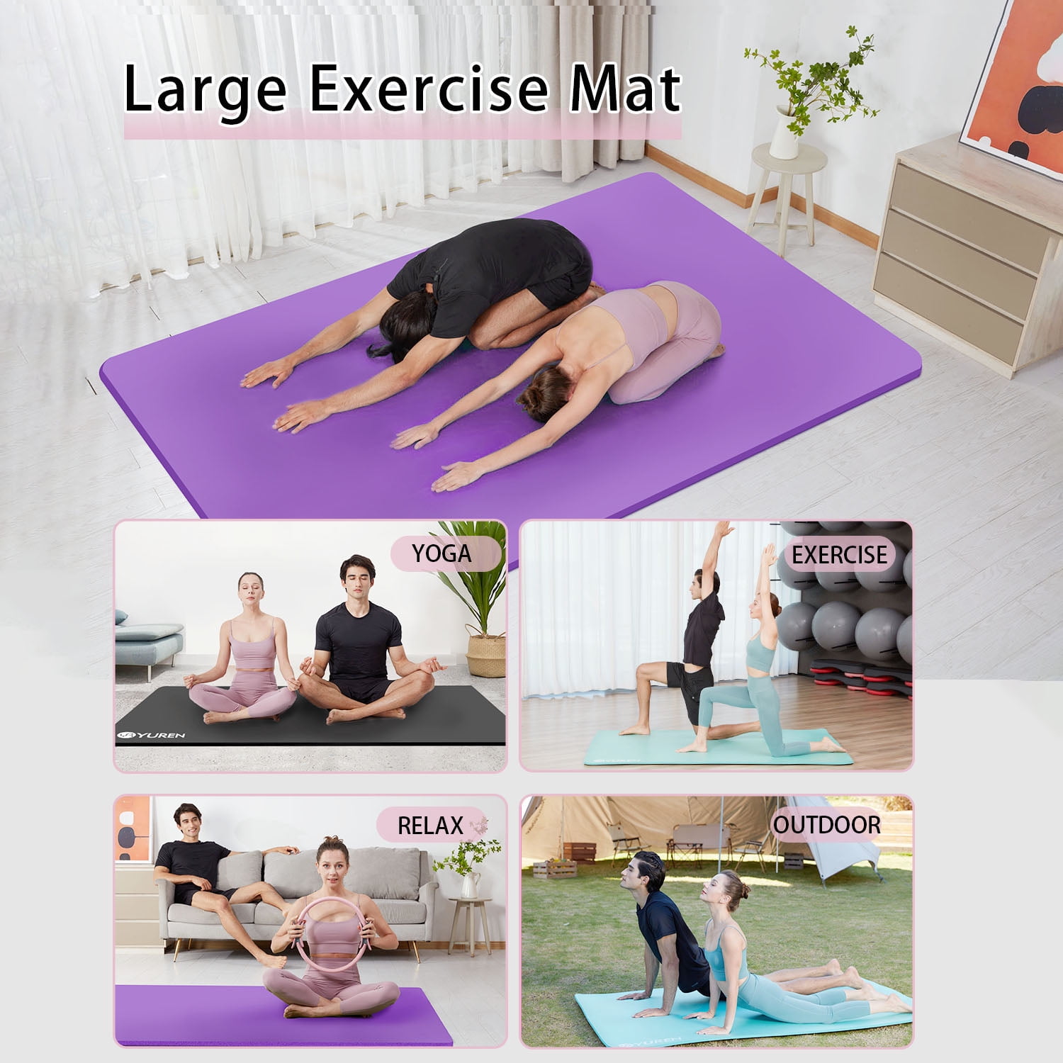 Colchoneta Yoga Mat 4mm (Violeta) Antideslizante Importada - Gamelan Fitness