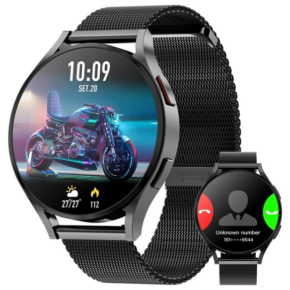 LZUEFK 1.39’ Men's Smartwatch fits for Android & Iphone Devices with Fitness Tracker, Answer/Call/100 Sport Modes, IP68 Waterproof Fitness Watch (Black Milanese Steel Band)