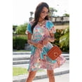 thumbnail image 3 of LASCANA Women's Patchwork Print V-Neck Dress Tassels, 3 of 5