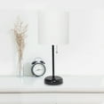 thumbnail image 3 of Simple Designs 19.5" 2-Pack Black Stick Table Lamp Set with Charging Outlet, White Shades, 3 of 9