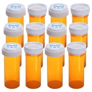 FuStone Child Resistant & Easy Open Pill Organizer with 12 Empty Pill Bottles, Orange (12 Pack)