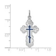 thumbnail image 3 of Sterling Silver Eastern Orthodox Cross Pendant Necklace for Men and Women with Blue Enamel and Quatrefoil Detail in Timeless Christian Jewelry Style, 3 of 6