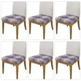 thumbnail image 2 of Gaeub Purple Floral Gingham Check Plaid Square Chair Seat Covers, Stretch Fitted Printed Chair Seat Cushion Cover for Kitchen, Office - One Size, 2 of 9