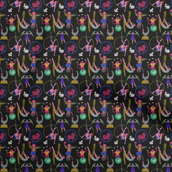 oneOone Polyester Spandex Black Fabric Circus Diy Clothing Quilting Fabric Print Fabric By Yard 56 Inch Wide-aD