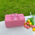 thumbnail image 6 of Small Wicker Picnic Basket, Decorative Retro Rattan Suitcase with Faux Leather Buckle, Lightweight Gift Basket Box, Makeup Organizer, Suitable for All Season, Easter, Picnic, 8.7 x 6.7 x 4.3 in, 6 of 12
