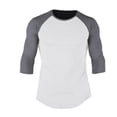 thumbnail image 4 of Mens Boy Raglan 3/4 Sleeve Baseball Plain Tee Sports Blouse T-Shirt Tops M-2XL, 4 of 5