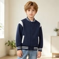 thumbnail image 6 of UDAUDU Kids Baseball Jackets Boys Girls Fit Varsity Jacket Casual Lightweight Button Color Block Cardigan School Bomber Coat Royal Blue 7-8 Years, 6 of 7
