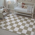 thumbnail image 2 of PureCozy 5'x7' Area Rugs for Entryway Entrance Kitchen Bedroom Office Rugs Modern Soft Shag Non Slip Checkered Washable Rugs, Coffee & White, 2 of 5
