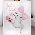 thumbnail image 1 of Manta para sofá de 50 x 60 pulgadas, linda manta de franela suave y acogedora con diseño de fantasma de Halloween rosa, personalizada, ligera, cálida y difusa, para cama, sofá y silla, 1 of 7