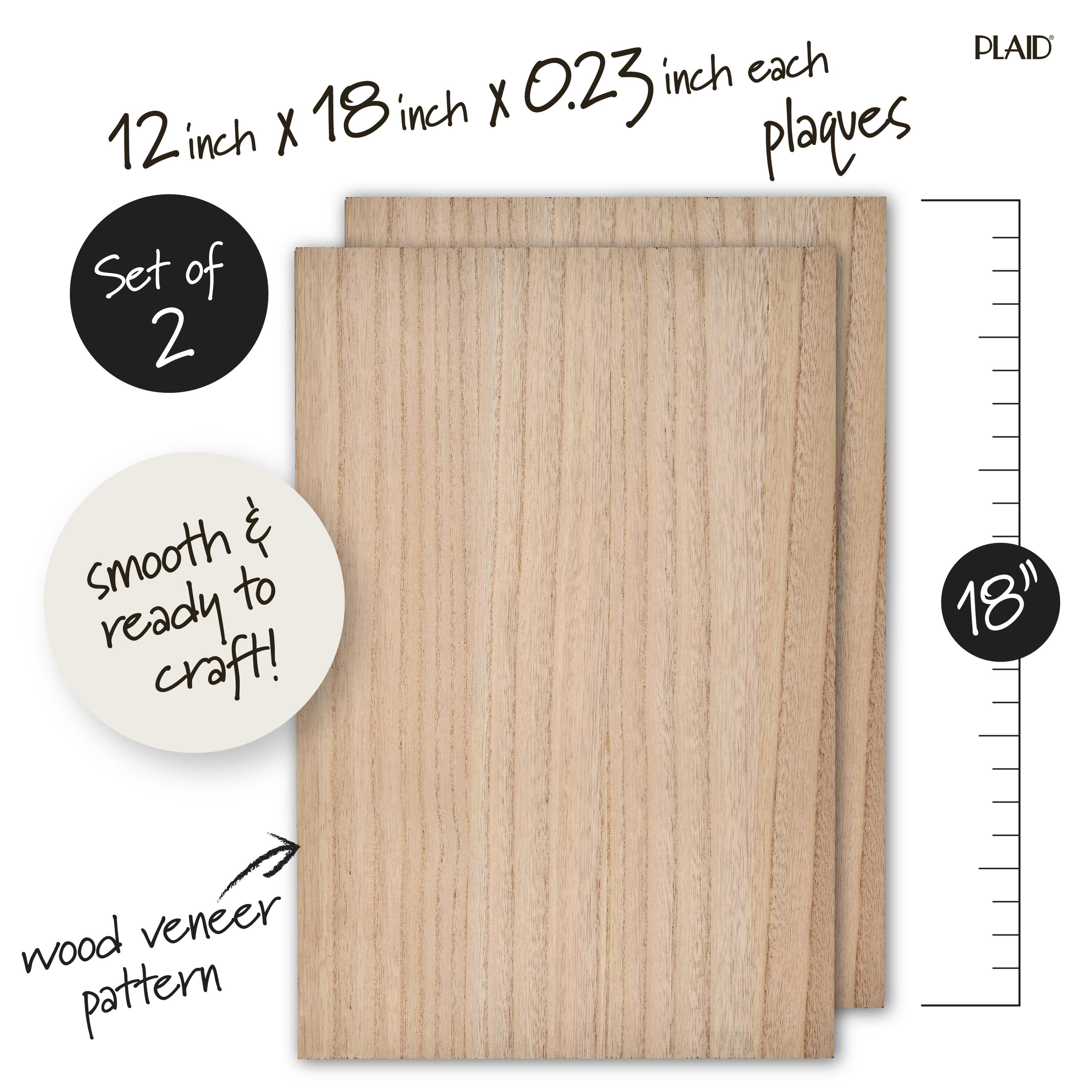 (2 pack) Plaid Unfinished Wood Surface Rectangle Panels with Wood Veneer, Set of 2
