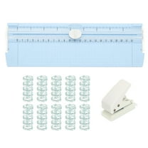 Uxcell Paper Cutter Trimmer, A4 Straight Small Portable Paper Slide Paper Slicer with Hole Punch and Binder for Craft Cardstock, Label Card, Scrapbook, Purple