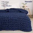 thumbnail image 3 of Mooreeke Chunky Knit Blanket 50"x60" Navy Blue Soft Washable Chenille Throw Blanket Cozy 100% Handmade Crochet Blankets with Jumbo Chenille Yarn for Couch Bed Sofa Room Decor, 3 of 7