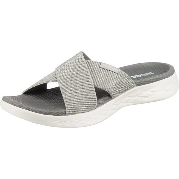 Sandalia Slide Skechers On-the-Go 600 Glistening Silver para mujer